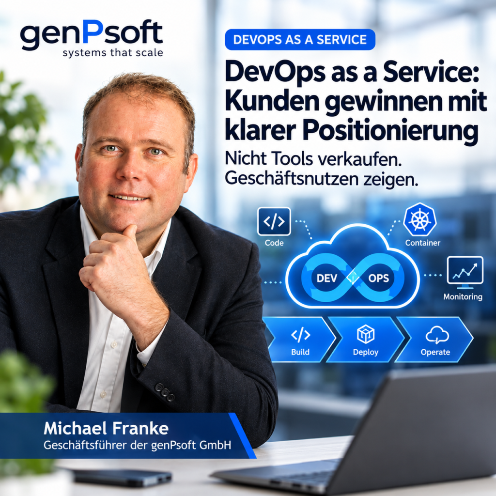 Die Voraussetzungen sind eine klare Positionierung, ein standardisierter Stack und ein Auftritt, der Ihr Angebot in Sekunden verständlich macht. Sie wollen Ihre DevOps-Leistung als Paket positionieren? Wir helfen Ihnen, Angebot und Website so aufzustellen, dass die richtigen Kunden von selbst anfragen. Jetzt kostenloses 15-Minuten-Gespräch buchen
