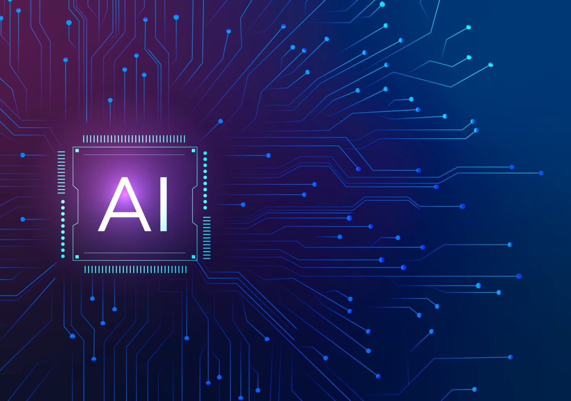 AI technology microchip background digital transformation concept