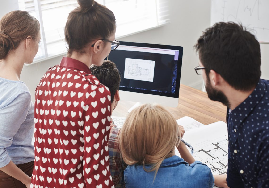 Meeting of young architects in the office