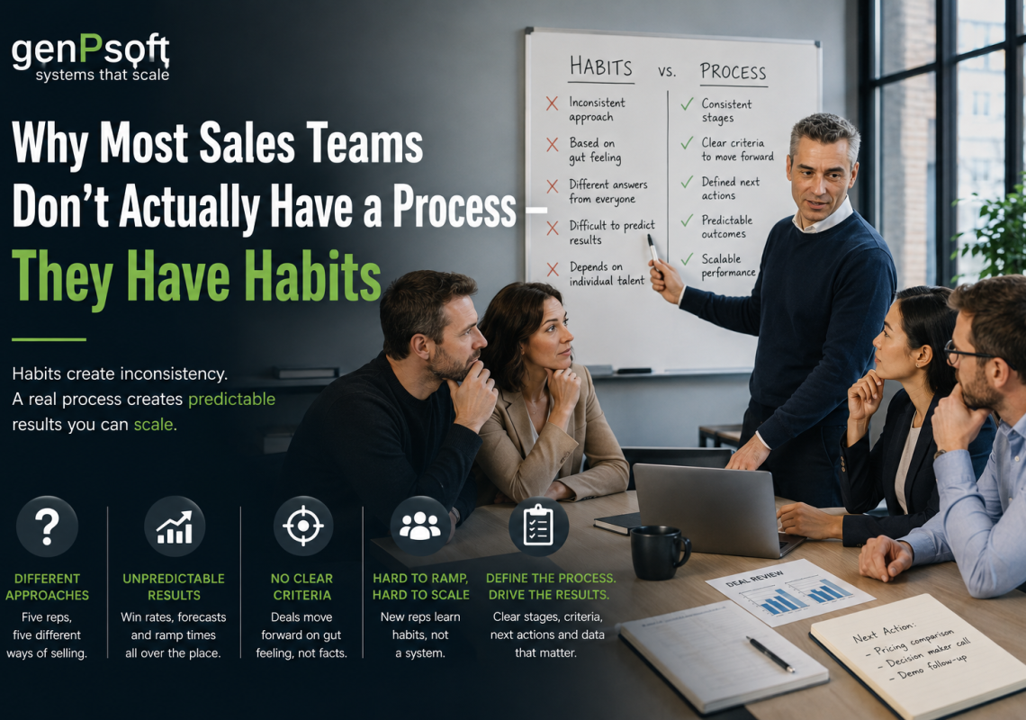 If the answers vary significantly from rep to rep, or if nobody can answer question three with real confidence, you don't have a broken CRM. You have a set of well-intentioned habits standing in for a process — and that's a much more useful, and more fixable, thing to know.